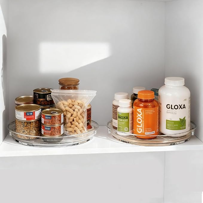 2 Pack Lazy Susan Turntable Organizer for Cabinet, 9.25'' Rotating Spice Rack Organization for Kitchen, Pantry, Bathroom, Vanity, Countertop, Medicine Storage, Seasoning Spice Organizer - Image 7