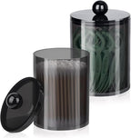 2 Pcs Acrylic Qtip Holder, Cotton Ball Holder Jars with Lids, Black by XIPENGKEJI