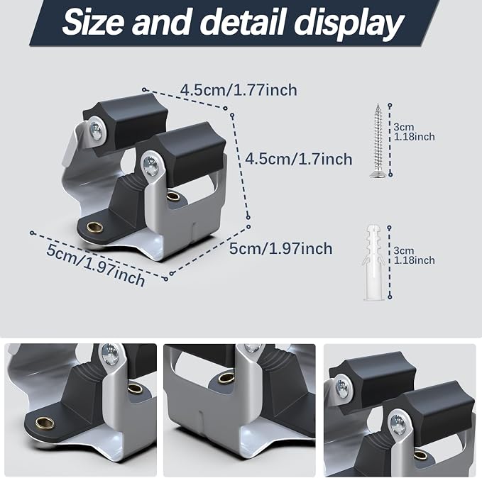 3-H Mop and Broom Holder Wall Mount 8 Pack, Broom Holder for Garage Garden Shed Storage System Laundry Room Home Kitchen Organization (Black) - Image 3