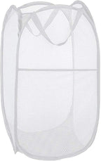 Larpur Pop Up Laundry Basket, Collapsible White Mesh Clothes Hamper Storage by Larpur