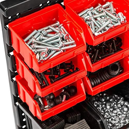 Wall Mounted Storage Bins, 30 Wall Mount Tool Organizer Bins Plastic Parts Rack Container, Easy Access Compartments For Tools, Hardware, Crafts, Office Supplies And More, Blackred - Image 2