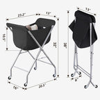 ELYKEN Laundry Basket with Wheels, Collapsible Laundry Hamper, Black - Image 3