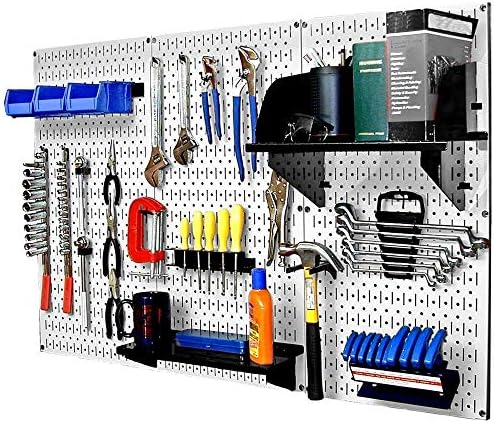 Wall Control 30-WRK-400WB Standard Workbench Metal Pegboard Tool Organizer,White/Black by Wall+Control