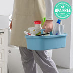Cleaning Supplies Caddy, 2 Pack Cleaning Supply Organizer with Handle, Plastic Bucket for Cleaning Products, Tool Storage Caddy, Blue - Image 2