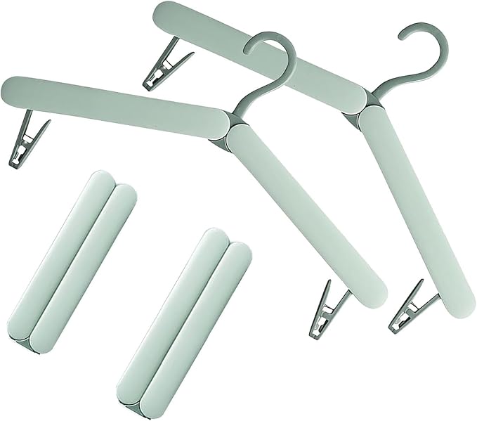 4 Pack Foldable Travel Hangers with Hidden Clips(Green) by Unknown