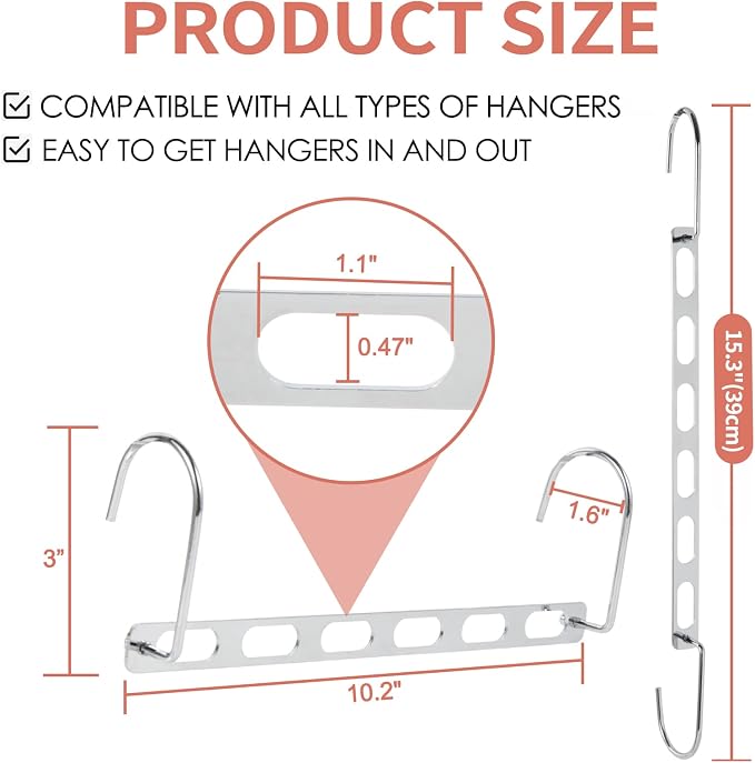 Metal Space Saving Hangers for Clothes, Collapsible Hanger Organizer 10Pack - Image 5