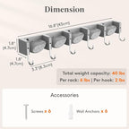 Lifewit Mop and Broom Holder Organizer Wall Mount Non-Slip, 1 Pack, Gray - Image 4