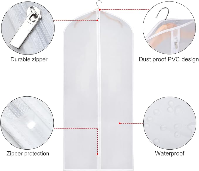 Zilink Clear Garment Bag Dress Bags for Storage 54 in, 6 Pack - Image 4