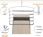 TOPIA HANGER Pant Hangers Space Saving 3 Pack with Non Slip 5 Tiers Hangers | 80% Space Saving Closet Storage Orgainzer, 360° Swivel Hook, Stainless Steel Non Slip 5 Tier Swing Arm for Pant Trouser Jean - Image 6