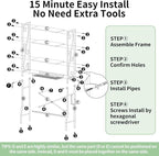 Over-The-Toilet Storage Rack 4-Tier,Bathroom Organizer Shelf Over Toilet,Adjustable Wooden Shelves and Basket,Freestanding Above Toilet Shelve,Space Saver for Rooms(White Rack-White Shelves) - Image 7