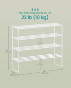 SONGMICS Shoe Rack, 4-Tier Shoe Organizer, Metal Storage Shelf | for Entryway, Upright or Upside Down, for 20-25 Pairs, Stackable, 11.8 x 36.2 x 29.1 Inches, Pearl White ULSA014WK01 - Image 3