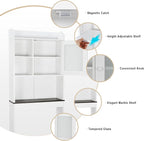 SUPER DEAL Over The Toilet Bathroom Storage Cabinet Freestanding Wooden Bathroom Organizer with Adjustable Shelves and Glass Door, White - Image 6