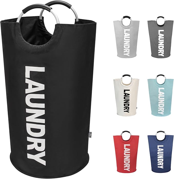 DOKEHOM 90L Large Laundry Basket Bag, Collapsible Tall Hamper, Black by DOKEHOM