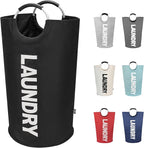 DOKEHOM 90L Large Laundry Basket Bag, Collapsible Tall Hamper, Black by DOKEHOM