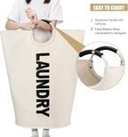 Maxsilan 125L X-Large Laundry Basket Bag, Collapsible Tall Hamper, Beige - Image 5