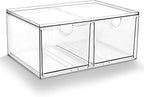 Prsildan Stackable Clear Makeup Organizer Acrylic Storage Drawers with 2 Drawers for Vanity Bathroom Office Desk Modular Drawer System for Cosmetics Jewelry Toiletries Home Organization by Prsildan
