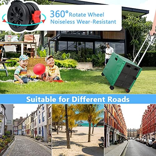 Foldable Shopping Utility Cart Portable Rolling Crate Handcart with 360°Rotate Wheel,Hidden Lid,Telescoping Handle Collapsible for Travel Shopping Moving Storage Office Use(DarkGreen) - Image 4