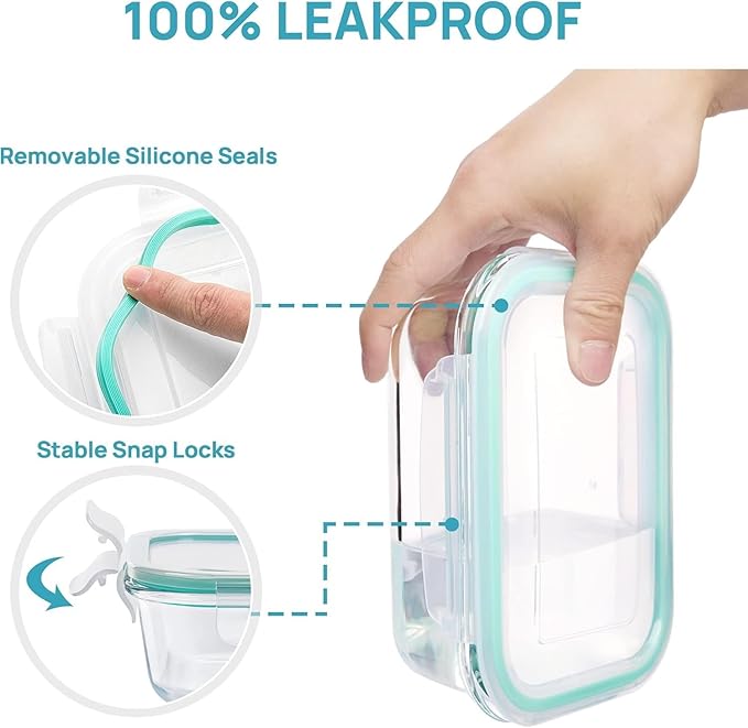 Vtopmart 8 Pack Glass Food Storage Containers with Airtight Lids - Image 3