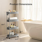 Pipishell 4 Tier Slim Storage Cart with Wheels, Laundry Cart, Gray - Image 2