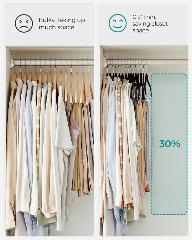 SONGMICS 30 Pack Pants Hangers, Velvet Hangers with Adjustable Clips - Image 4