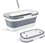 Goderewild Collapsible Bucket with Wheels 14L (3.7 Gallon) - Versatile and Durable for House Cleaning, Camping, and RV - Convenient Rectangular Mop Cleaning Basket - Lightweight & Compact (14L-Grey) by Goderewild
