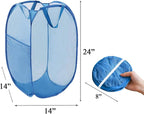 Mesh Pop Up Laundry Hamper, Collapsible Laundry Baskets, Foldable Dirty Clothes Hampers for Bathroom, College Dorm, Travel (Ash Blue) - Image 2