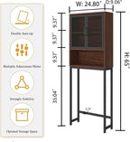 Launica 65 Inch Over The Toilet Storage Cabinet Wood and Metal Walnut - Image 2
