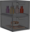 SpaceHacks 2 Pack Stackable Makeup Organizer and Storage, Acrylic Organizers，Clear Plastic Storage Drawer with Pull-Out Handles for Vanity, Undersink, Kitchen Cabinets, Pantry, Black by SpaceHacks