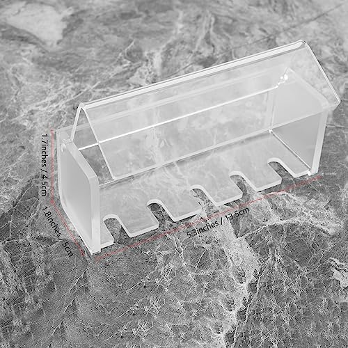 5 Slots Wall Mount Toothbrush Holder with Cover, Self Adhesive Toothbrush Storage Organizer for Shower, Toothbrush Hanger for Bathroom, Medicine Cabinet, Dorm (Frosted) - Image 2