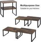 NEX Kitchen Cabinet and Counter Shelf Organizer, Shelf Riser for Pantry Countertop Cupboard Desk Top, Stackable & Expandable, Set of 4, Black and Rustic Brown - Image 5
