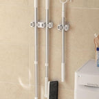 Broom Holder Wall Mount Self Adhesive, No-Drill Mop Grip Double Clip - Image 2