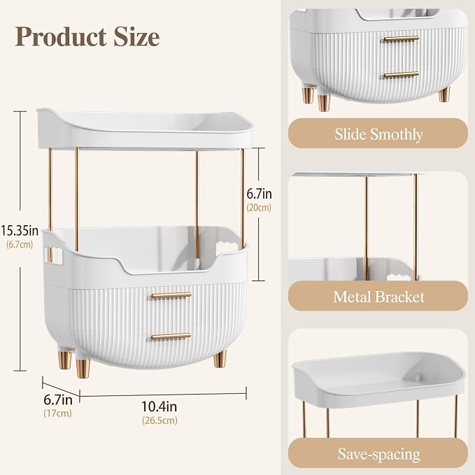 caktraie 4-Tier Makeup Organizer Bathroom Countertop Storage White - Image 3