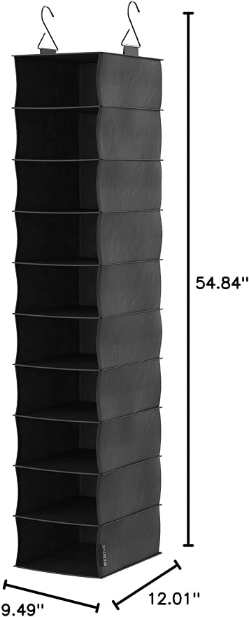 ClosetMaid 10-Shelf Fabric Hanging Shoe Storage Organizer for Closet, Charcoal Black - Image 7