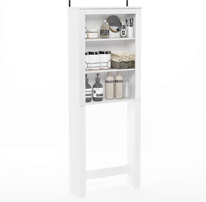 Furinno Indo White Over The Toilet Storage, Bathroom Storage Cabinet, Bathroom Shelf, Space Saving Over The Toilet Organizer, Plain White - Image 3