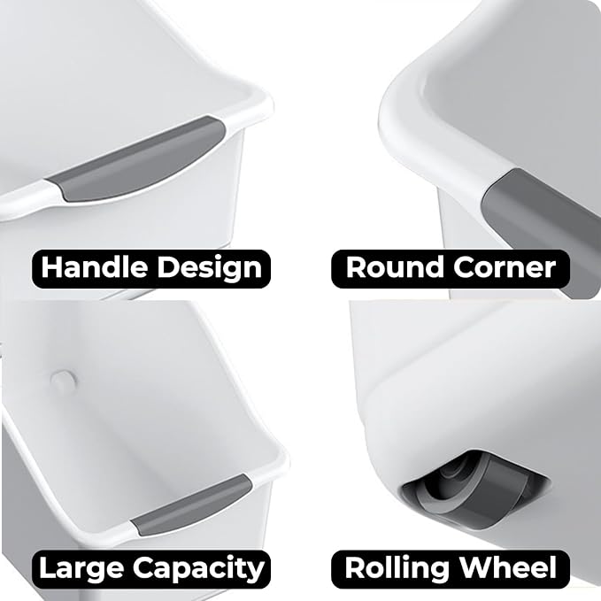 2 Pack Tall Under Sink Organizer with Wheels, Roll Out Plastic Organizer Bins with Handle for Kitchen, Bathroom and Pantry, Multi-purpose Freezer Organization, Kitchen Organizers and Storage - Image 3
