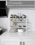 2-Tier Expandable Organizer Shelf for Kitchen Cabinet, Countertop, Pantry & Under-Sink Storage(white) - Image 3
