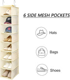 Berdeng Hanging Shoe Organizer for Closet with Side Mesh Pockets，Hat Racks for Baseball Caps，Shoe and Hat Holder & Storage，8-Shelf，Beige，1 Pack - Image 6
