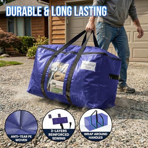 TAILI 12 Pack Dark Blue XXL Moving Bags,Storage Bags with Visible Window - Image 3