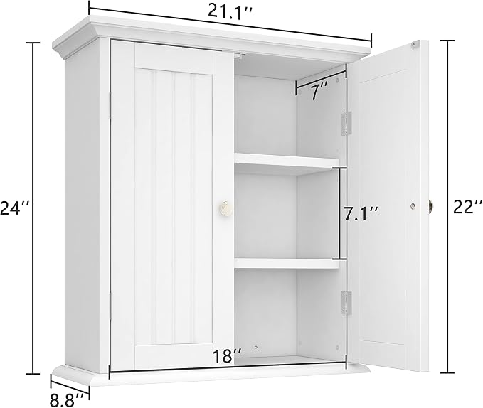 ChooChoo Bathroom Wall Cabinet with 2 Doors, Over The Toilet - Image 3