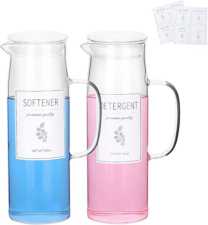 Glass Laundry Detergent Dispenser with Labels & Handles, 2 Pack - Image 7