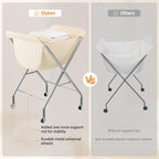 ELYKEN Laundry Basket with Wheels, Collapsible Laundry Hamper, Cream - Image 9