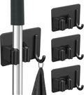 4Pcs Mop Broom Holder No Drill SUS304 Stainless Steel, Heavy Duty Tool Organizer Rack Rake and Shovel Handle, Storage Rack Self Adhesive for Bathroom, Laundry, Kitchen, Garage, Garden by YingEntersHome