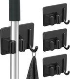 4Pcs Mop Broom Holder No Drill SUS304 Stainless Steel, Heavy Duty Tool Organizer Rack Rake and Shovel Handle, Storage Rack Self Adhesive for Bathroom, Laundry, Kitchen, Garage, Garden by YingEntersHome