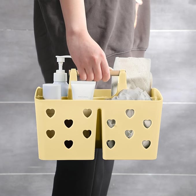 Portable Shower Caddy Plastic Shower Basket Organizer with Handle, Yellow - Image 4