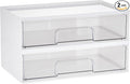 Vtopmart White Stackable Storage Drawers, 2 Pack Wide Organizers by Vtopmart