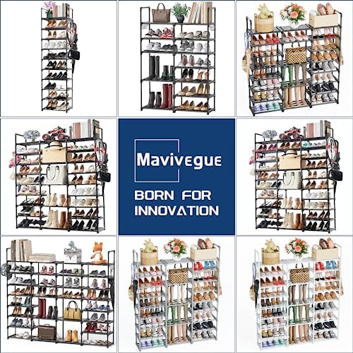 Mavivegue 10 Tiers Shoe Rack Tall Shoe Organizer Shoe Storage 55-65 Pairs Vertical Shoe Shelf Large Shoe Rack Organizer Stackable Shoe Racks for Entryway, Closet, Garage, Bedroom,Cloakroom -Black - Image 7