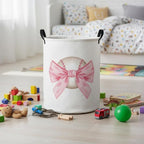 Baby Laundry Basket Baby Nursery Hamper Kids Laundry Basket Toy Storage Bin for Boys Room Decor Gift Baskets for Bedroom Bathroom(Bowknot Baseball) - Image 6