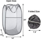 2 Pack Pop Up Laundry Hampers, Collapsible Mesh Laundry Basket, Foldable Clothes Hampers for Bathroom, College Dorm, Travel (Grey) - Image 2