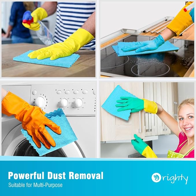 Orighty Microfiber Cleaning Cloth - 24 Pack, Blue Cleaning Rags 12x11 inch - Image 4