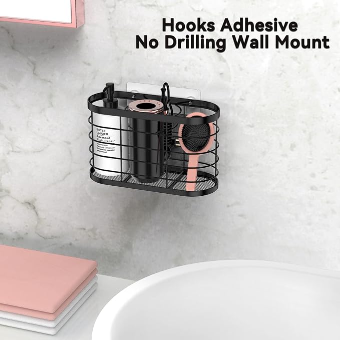 Hair dryer holder cabinet door 3 in 1 Hair tool organizer wall mount - Image 3